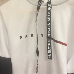 White and Black Hoodie with Text Detail